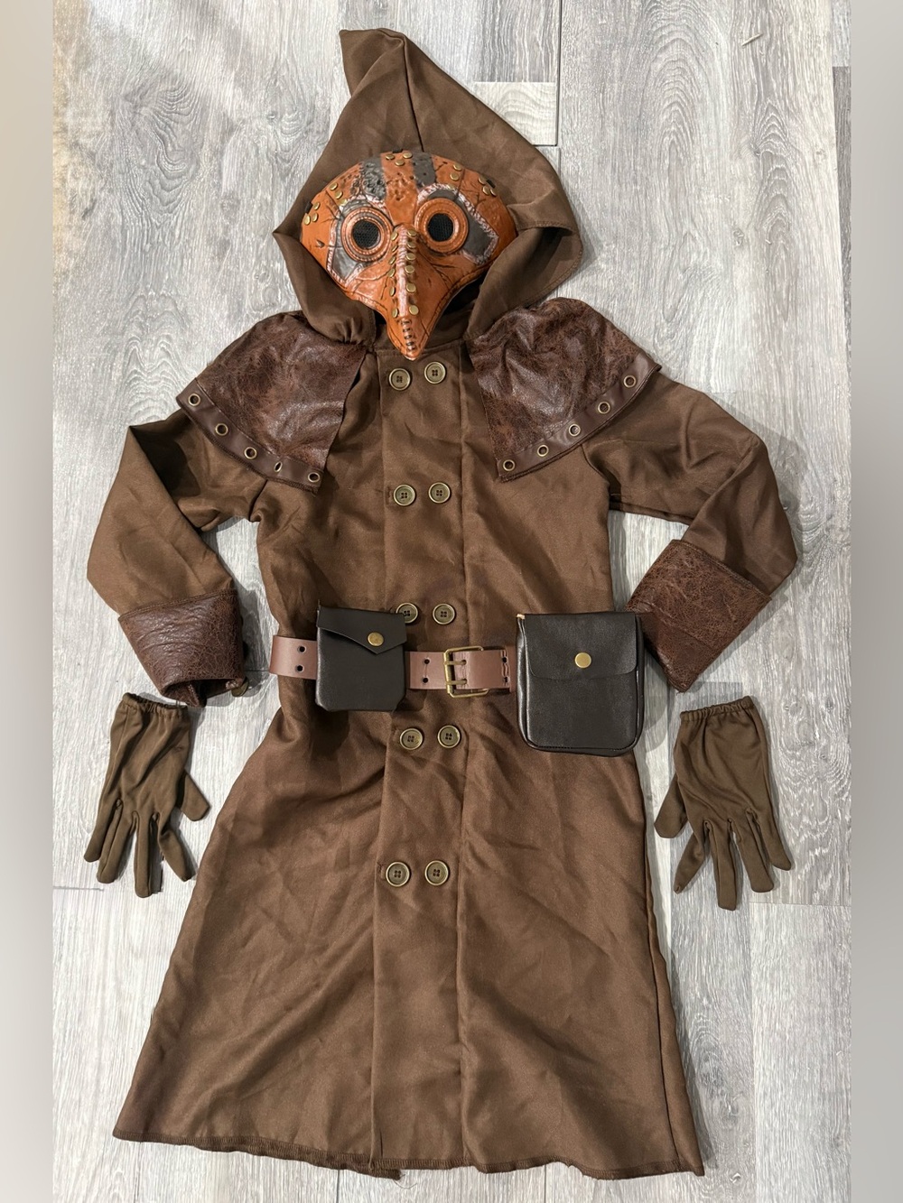 Spirit Halloween 6 Piece Hooded Medieval Plague Doctor Costume Set Child’s M